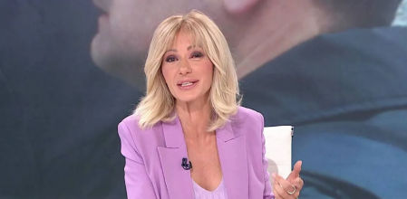 Susana Griso presentando con su ojo izquierdo visiblemente afectado