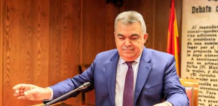 El secretario de Organización del PSOE, Santos Cerdán, en la comisión sobre el caso Koldo que se celebra en el Senado