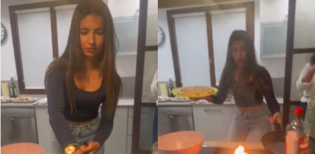 El fuego que se genera encima de la vitrocerámica hace entrar en pánico a las jóvenes