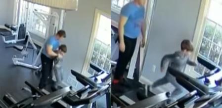 El niño entrenando con su padre.