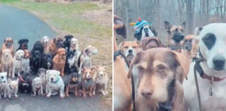 'Rudy' posando para una foto con todos sus amigos