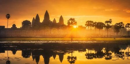 Atardecer en Angkor Wat, en Camboya.