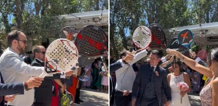 La hilarante ocurrencia de los invitados de una boda donde los novios son aficionados al pádel 
