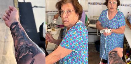 Una abuela se horroriza ante el tatuaje de su nieto
