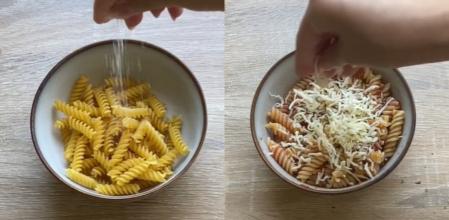 La pasta se puede cocinar en cuestión de minutos.