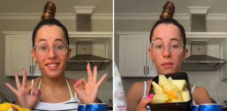 La enorme cantidad de comida que lleva esta chica para un día en la playa: 