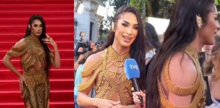 Carmen Farala hace un vestido de macarrones para un evento
