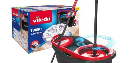 Vileda Turbo 3en1 Mopa de suelo con escurridor giratorio y cubo con pedal