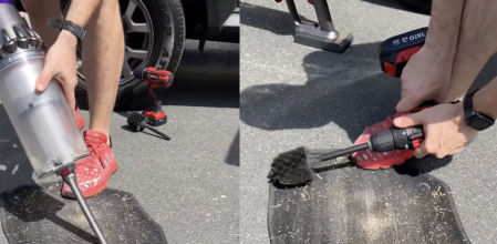 Enseña cómo limpia en profundidad las alfombrillas del coche con una escobilla de váter y la gente alucina: 