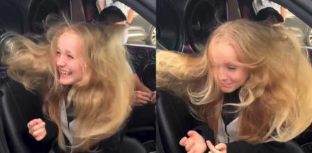 La pequeña quedó sorprendida con los altavoces.