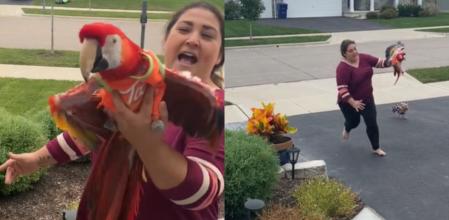 El loro y su dueña.