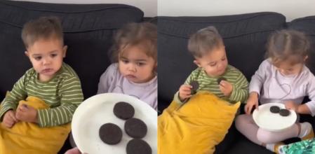 Los pequeños y sus galletas.