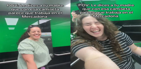 La madre escogió una camisa muy parecida al uniforme