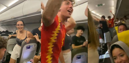 Un gran grupo de jóvenes no pudo contener la euforia en pleno vuelo