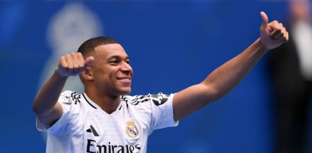 Mbappé, durante su presentación en el Real Madrid