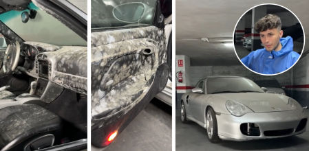 El Porsche Turbo S llevaba nueve años olvidado en un garaje y para limpiarlo fue necesario contar con un equipo de protección