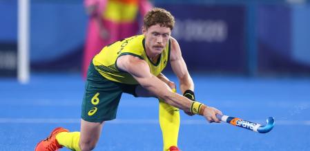 El jugador australiano de hockey en un partido