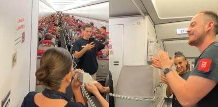 La azafata y su pequeña actuación.