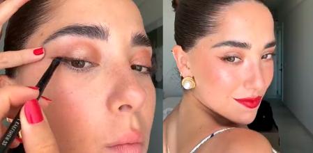 El equilibrio perfecto entre un maquillaje con delineado y unos labios rojos.