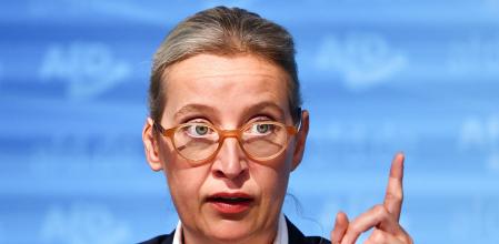 La presidenta de Alternativa para Alemania (AfD) en rueda de prensa el lunes en Berlín