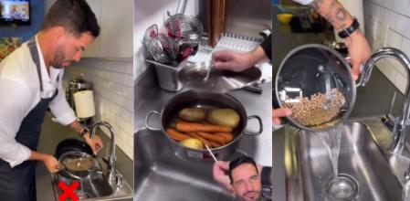 Un simple gesto te ayudará a evitar derramar la comida por el fregadero.