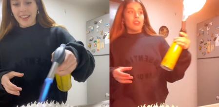 La joven cometió el error de mover demasiado deprisa el soplete.