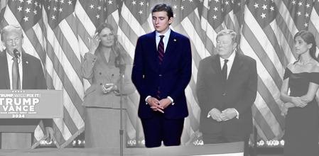 Barron Trump. La familia y los más fieles colaboradores de Trump salieron con el presidente electo tras confirmarse la victoria que llevará de nuevo al magnate a la Casa Blanca