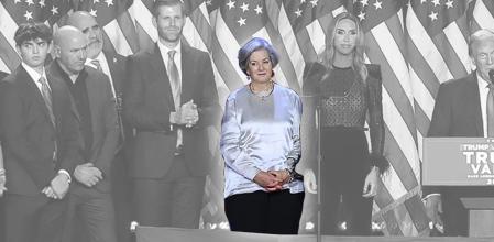 Susie Wiles. La familia y los más fieles colaboradores de Trump salieron con el presidente electo tras confirmarse la victoria que llevará de nuevo al magnate a la Casa Blanca