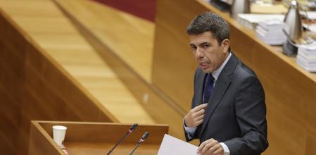 El presidente valenciano, Carlos Mazón, en las Corts Valencianes. EFE/Manuel Bruque