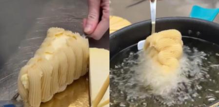 La tarta de queso con churros.