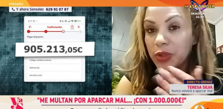 Teresa explicó en 'Y Ahora Sonsoles' que intentó pagar la multa con el descuento del pronto pago, pero al usar la banca electrónica apareció la cifra desorbitada