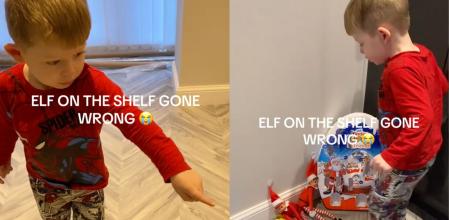 Al niño no le hizo ninguna gracia que los elfos se comieran su chocolate.