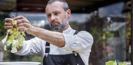 El chef Rodrigo de la Calle en su restaurante de Madrid