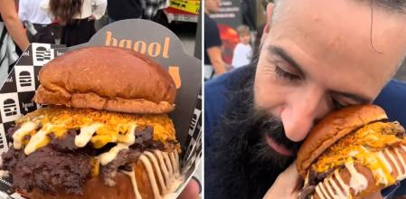 La aplaudida reacción de un tiktoker al probar algunas hamburguesas en un festival: 