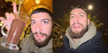 El influencer mostrando su consumición