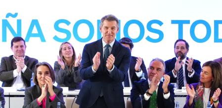 El presidente del PP, Alberto Núñez Feijóo, en el comité ejecutivo nacional