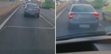 El temerario frenazo que da un conductor para intentar que otro choque con él en una carretera de Madrid