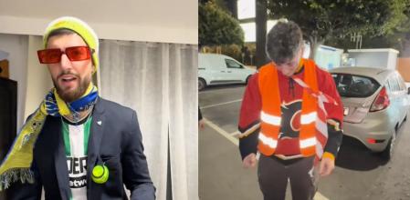 El grupo de amigos se vistió con ropa llamativa