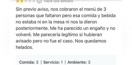 La elegante respuesta de un restaurante a una reseña que les acusa de engaño: 