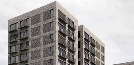 Detalle de la fachada del nuevo edificio de la Mina .