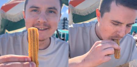 El joven probó los churros por primera vez.