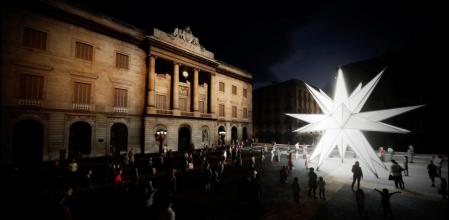 Simulación gráfica de cómo será la estrella luminosa que se ubicará en la plaza Sant Jaume en Barcelona