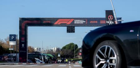 Arco de salida que tendrá el Gran Premio de España de Fórmula 1, en IFEMA Madrid.