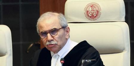 FILE PHOTO: Judge Nawaf Salam, president of the International Court of Justice (ICJ) speaks at the ICJ at the start of a hearing in The Hague Netherlands May 16, 2024. REUTERS/Yves Herman/File Photo