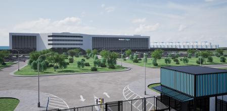 Recreación del campus de centros de datos de Inteligencia Artificial proyectado por Merlin Properties y la Junta de Extremadura en Navalmoral de la Mata.