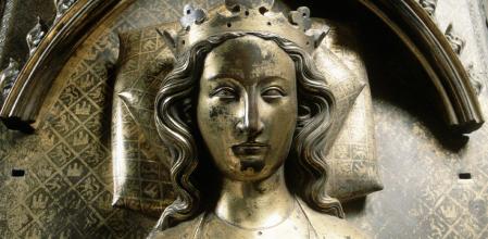 Efigie en bronce dorado de la reina Leonor de Castilla en su tumba de la abadía de Westminster