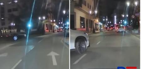 La peligrosa incorporación de un vehículo que se salta un ceda el paso en una calle de Oviedo: 