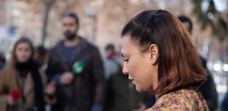 Elisa Mouliaá sale de declarar de los juzgados de Plaza de Castilla, el pasado enero.