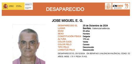 Cartel del hombre desaparecido hecho por el Centro Nacional de Desaparecidos (CNDES)