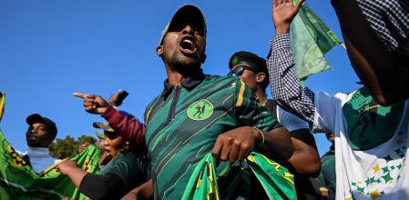 Simpatizantes del partido uMkhonto weSizwe (MKP) se manifiestan contra la corrupción en Sudáfrica. Pietermaritzburg, 26 de junio de 2024